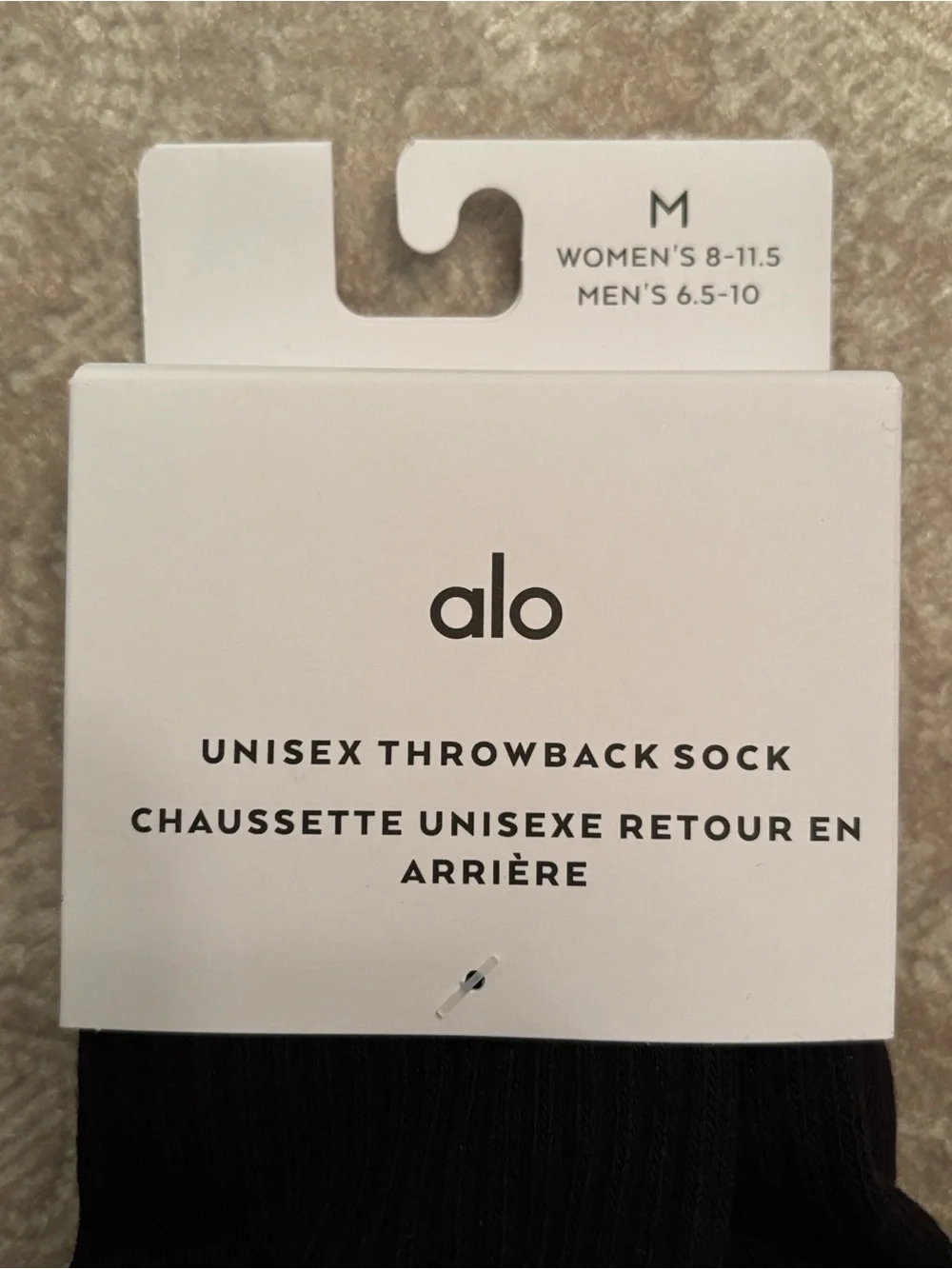 Brand New ALO Unisex Throwback Sock Classic Black White Stripes Comfy Cushioned
